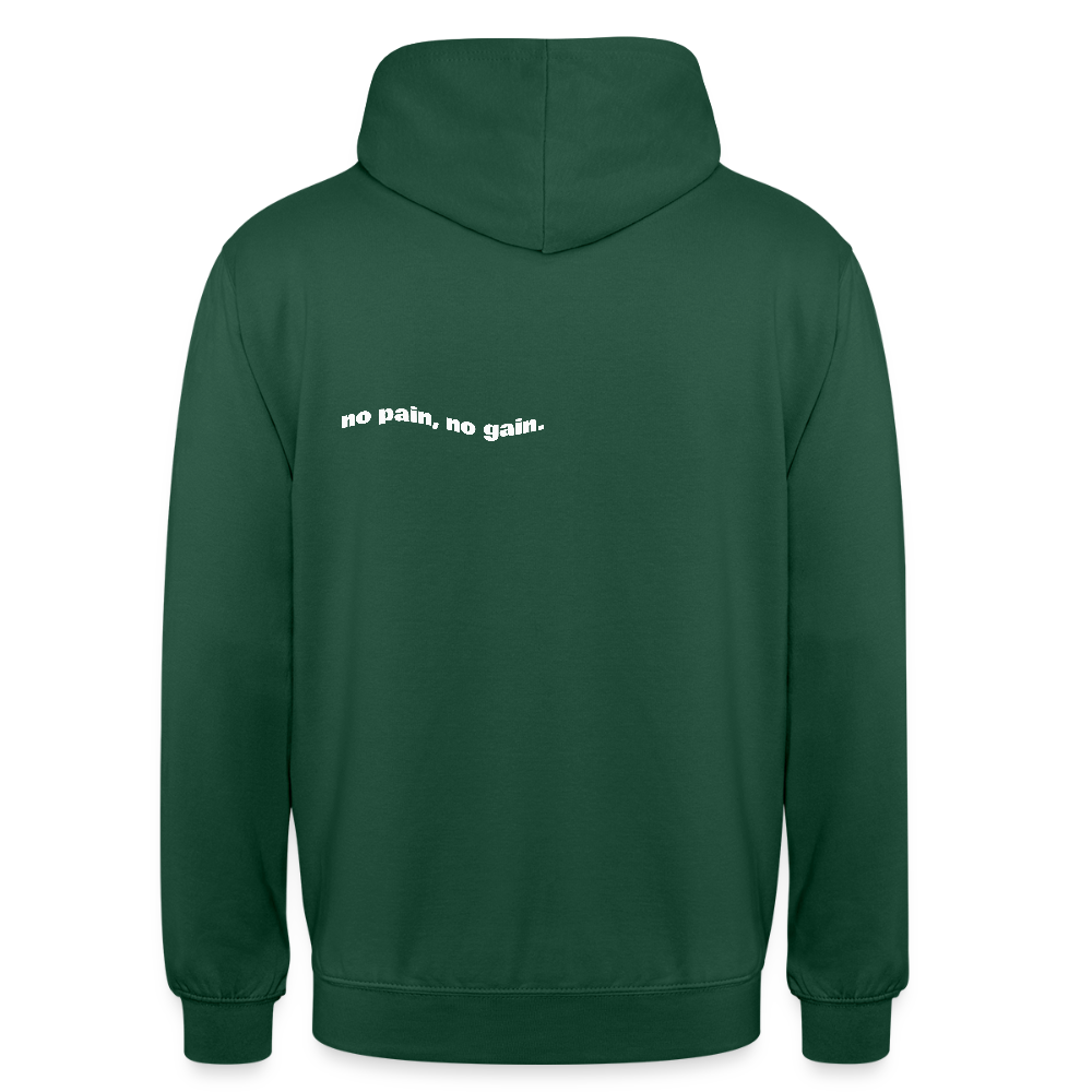 "no pain, no gain." hoodie - bottle green - bottle green