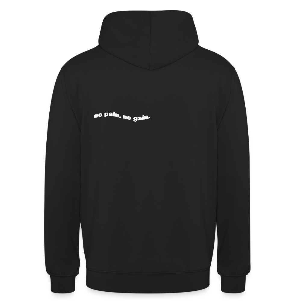 "no pain, no gain." hoodie - black - black