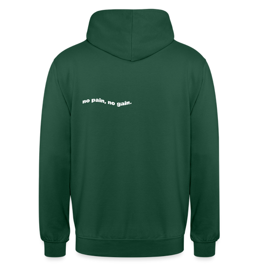 "no pain, no gain." hoodie - bottle green - bottle green
